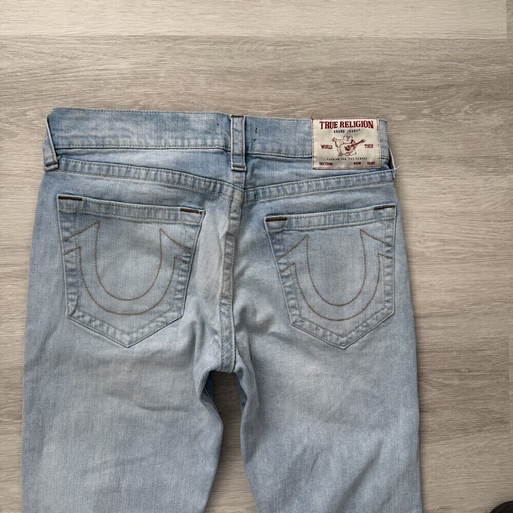 True Religion RICKY Jeans Relaxed Straight Distressed Men's Size 32 Light Wash - Picture 16 of 16